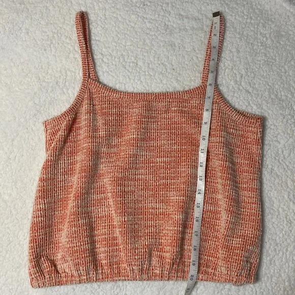 LOFT Orange Ikat Boucle Bubble Hem Cami Sweater Tank Top Size Small - Picture 2 of 5